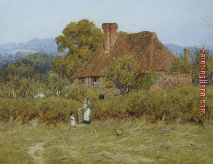 Helen Allingham Cottage at Broadham Green Surrey in Sunset Light
